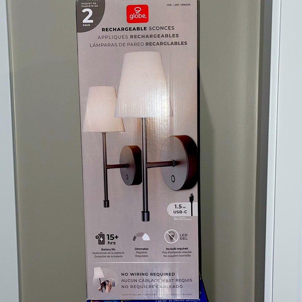 Globe White and Gray Wall Decor Modern Rechargeable Sconces